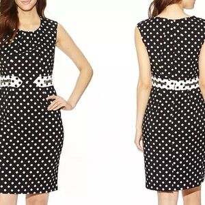 Emma And Michele Polka Dot Sheath Dress Size 8 Sleeveless Zipper Detail